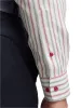 Non-Iron Cotton Stripe Dress Shirt With Contrast Trim - Red/green sold by Paul Fredrick