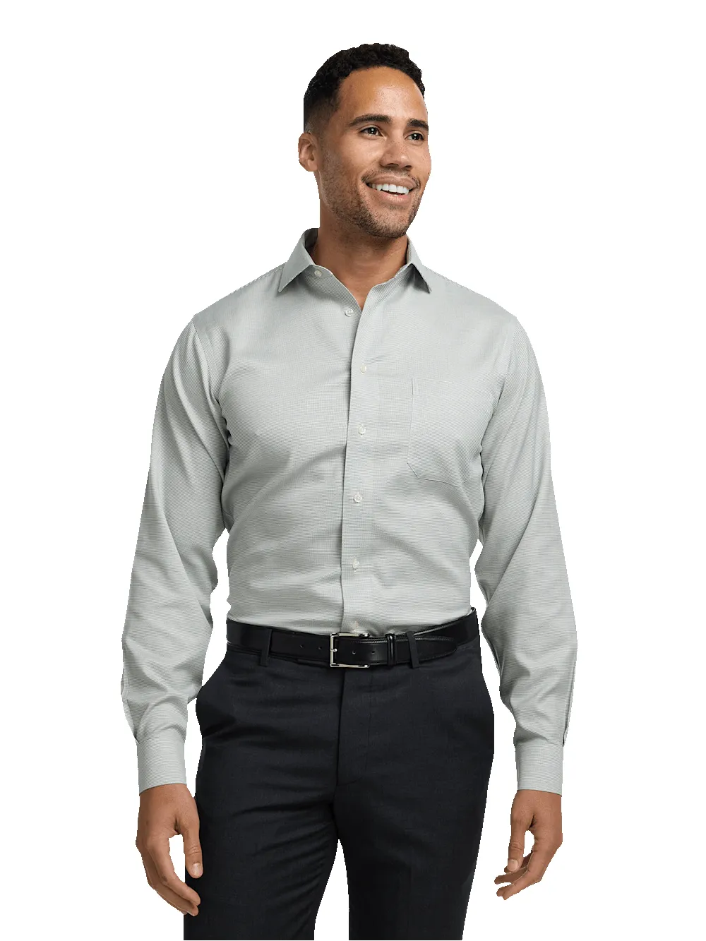Comfort Stretch Non-Iron Solid Dress Shirt - Green sold by Paul Fredrick product image thumbnail 2