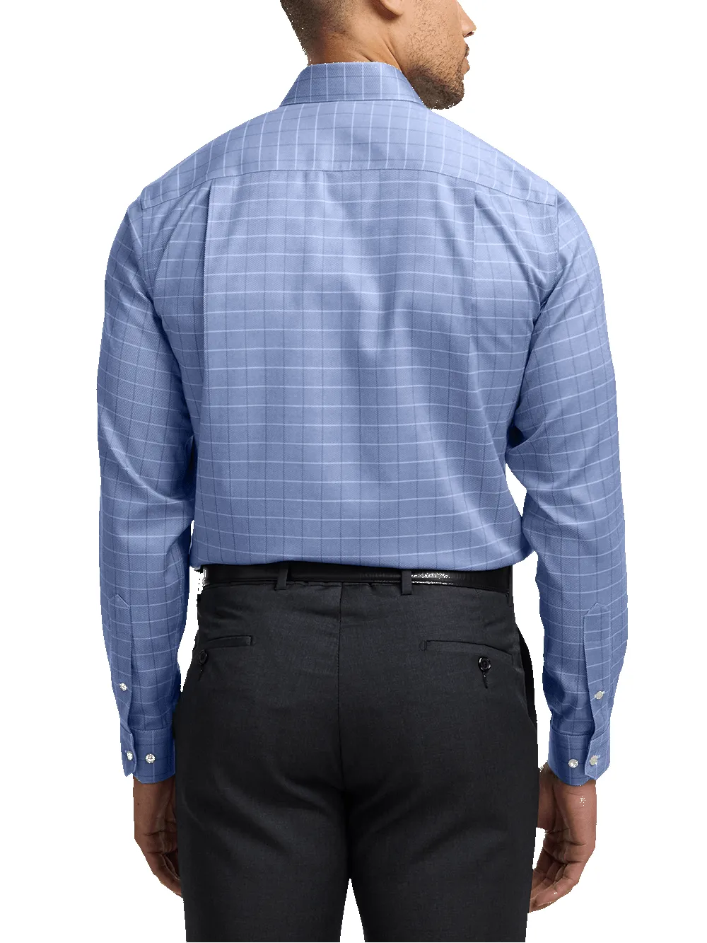 Comfort Stretch Non-Iron Check Dress Shirt - Cobalt sold by Paul Fredrick product image thumbnail 5