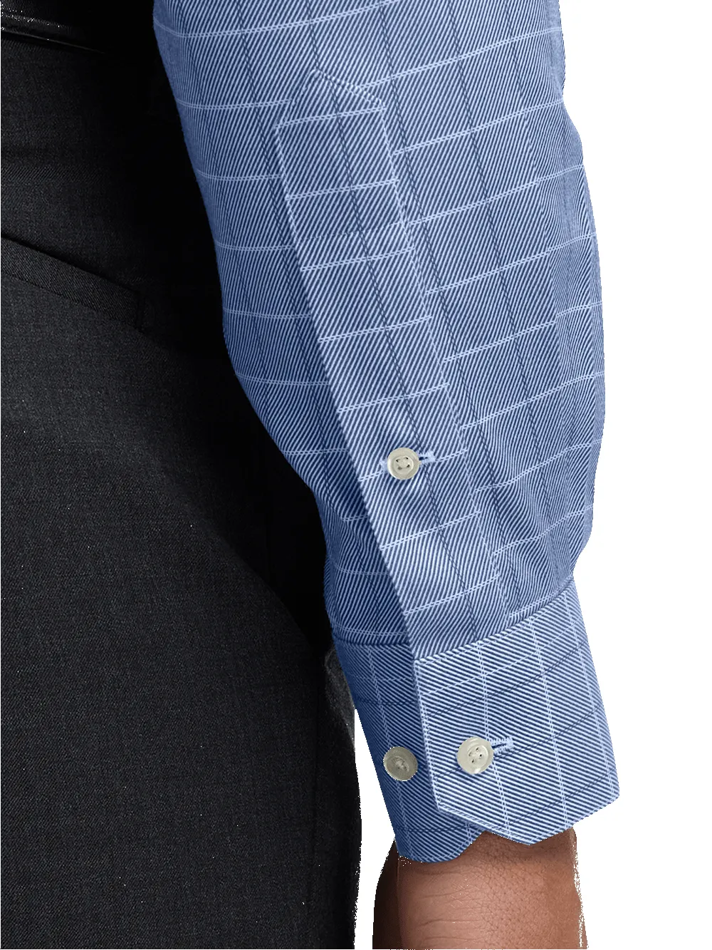 Comfort Stretch Non-Iron Check Dress Shirt - Cobalt sold by Paul Fredrick product image thumbnail 4