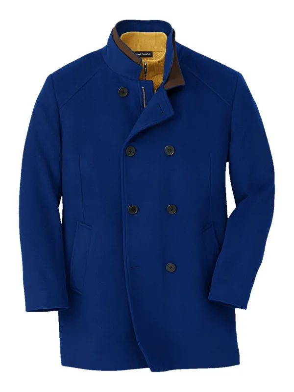 Wool Double Breasted Carcoat - Royal Blue sold by Paul Fredrick