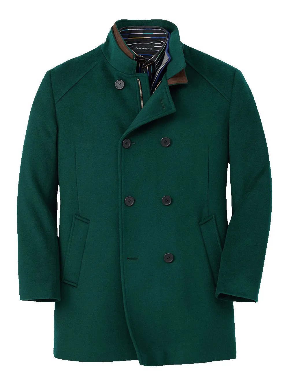 Wool Double Breasted Carcoat - Dark Green sold by Paul Fredrick