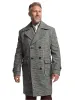Wool Blend Plaid Double Breasted Topcoat - Black/white sold by Paul Fredrick