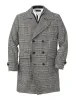 Wool Blend Plaid Double Breasted Topcoat - Black/white sold by Paul Fredrick