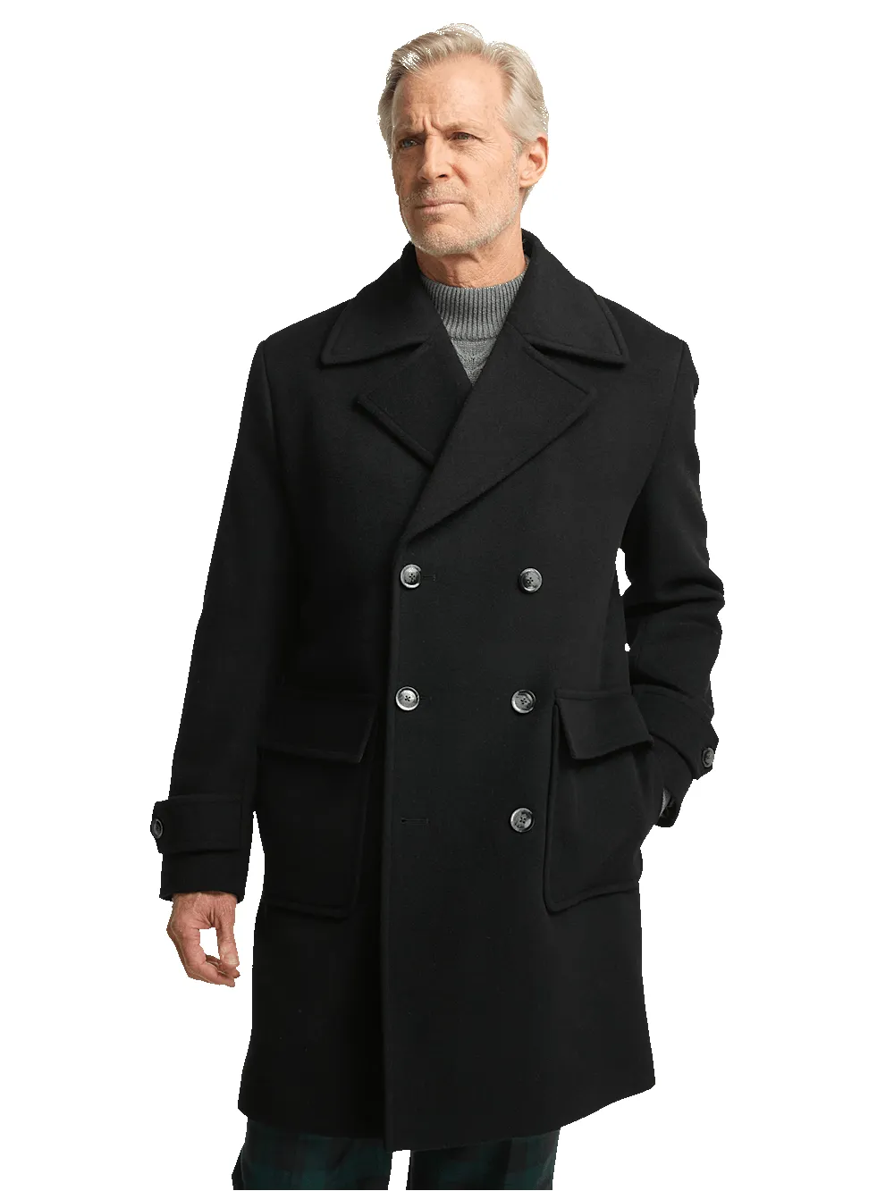Wool Double Breasted Topcoat - Black sold by Paul Fredrick product image thumbnail 2