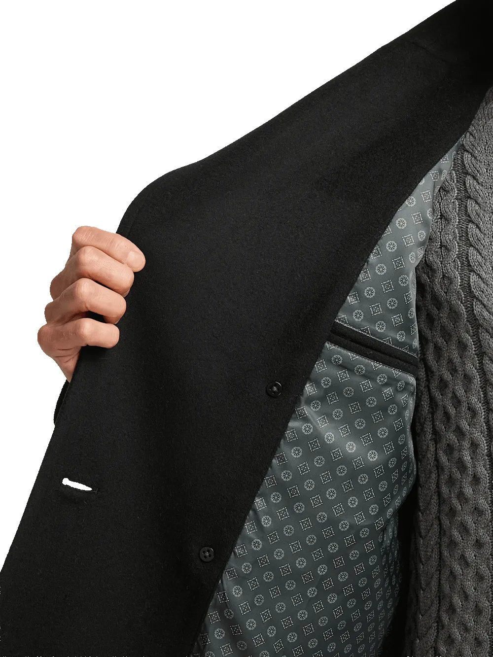 Wool Double Breasted Topcoat - Black sold by Paul Fredrick product image thumbnail 5