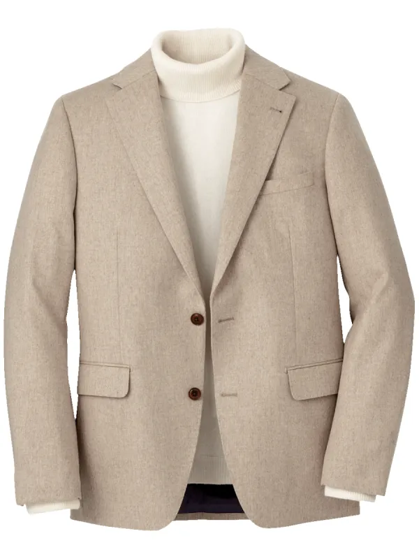Cashmere Single Breasted Notch Lapel Sport Coat - Oatmeal sold by Paul Fredrick