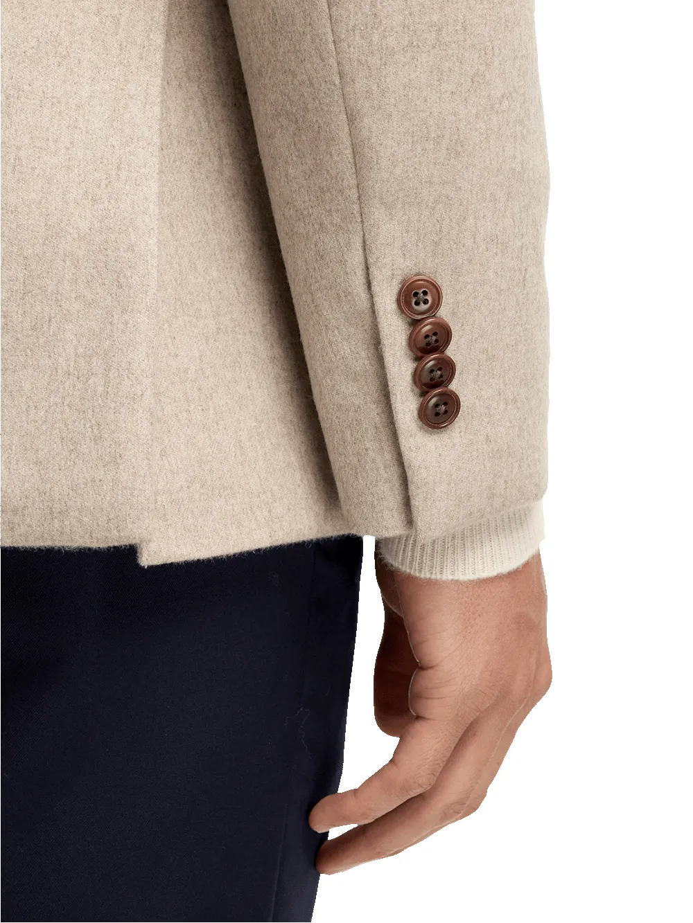 Cashmere Single Breasted Notch Lapel Sport Coat - Oatmeal sold by Paul Fredrick product image thumbnail 4