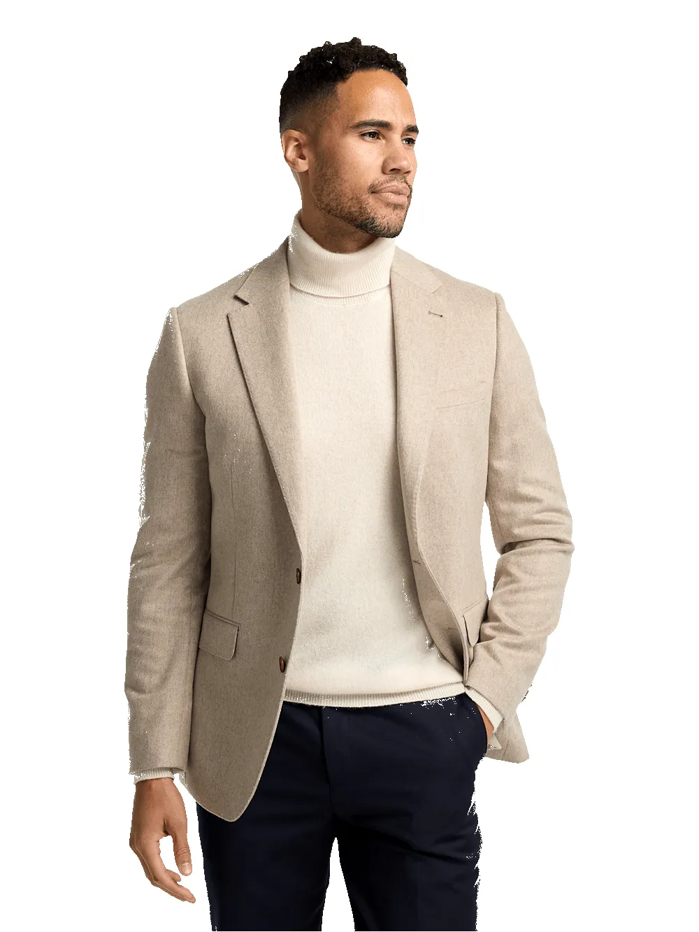 Cashmere Single Breasted Notch Lapel Sport Coat - Oatmeal sold by Paul Fredrick product image thumbnail 2
