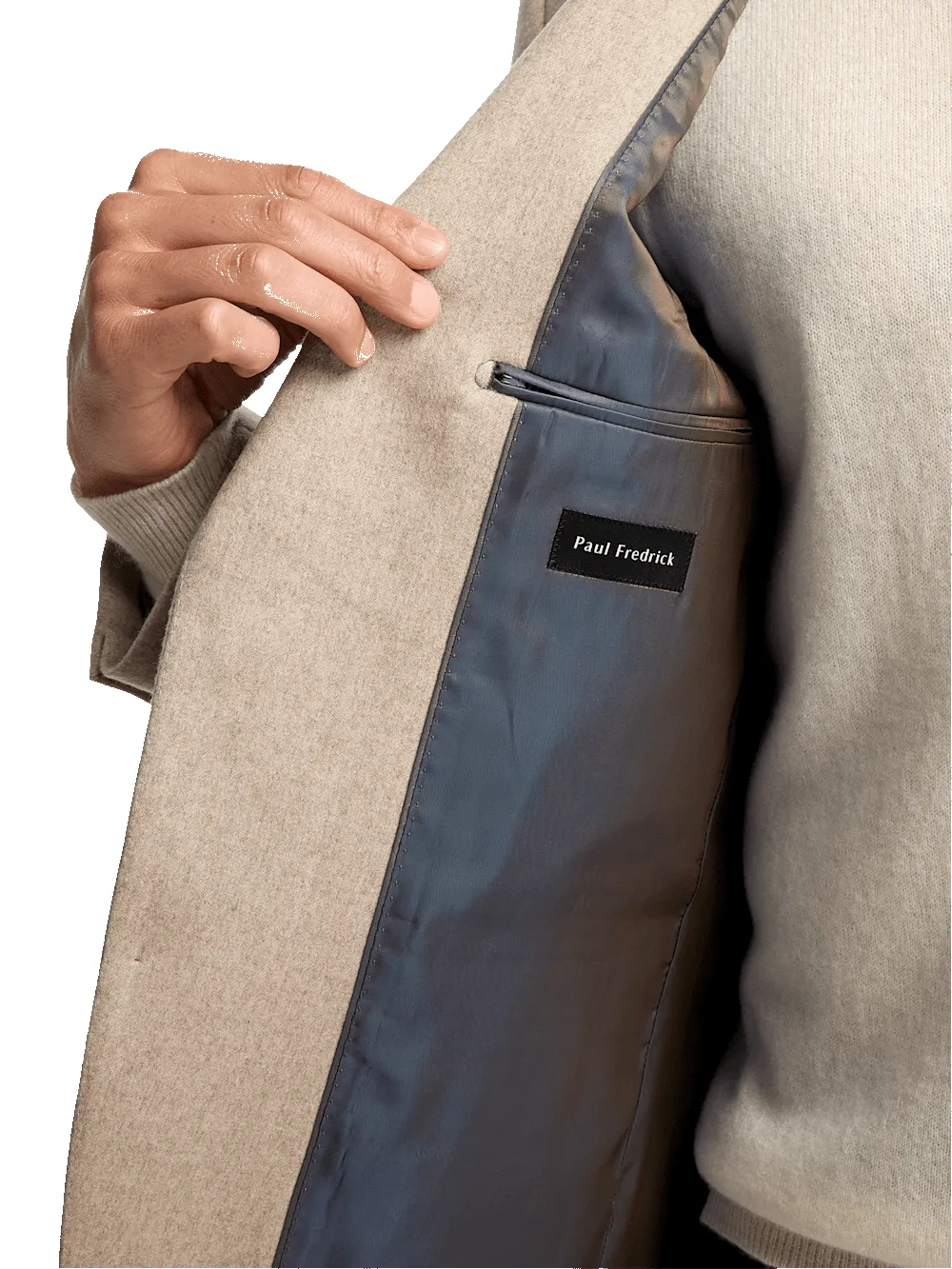 Cashmere Single Breasted Notch Lapel Sport Coat - Oatmeal sold by Paul Fredrick product image thumbnail 5