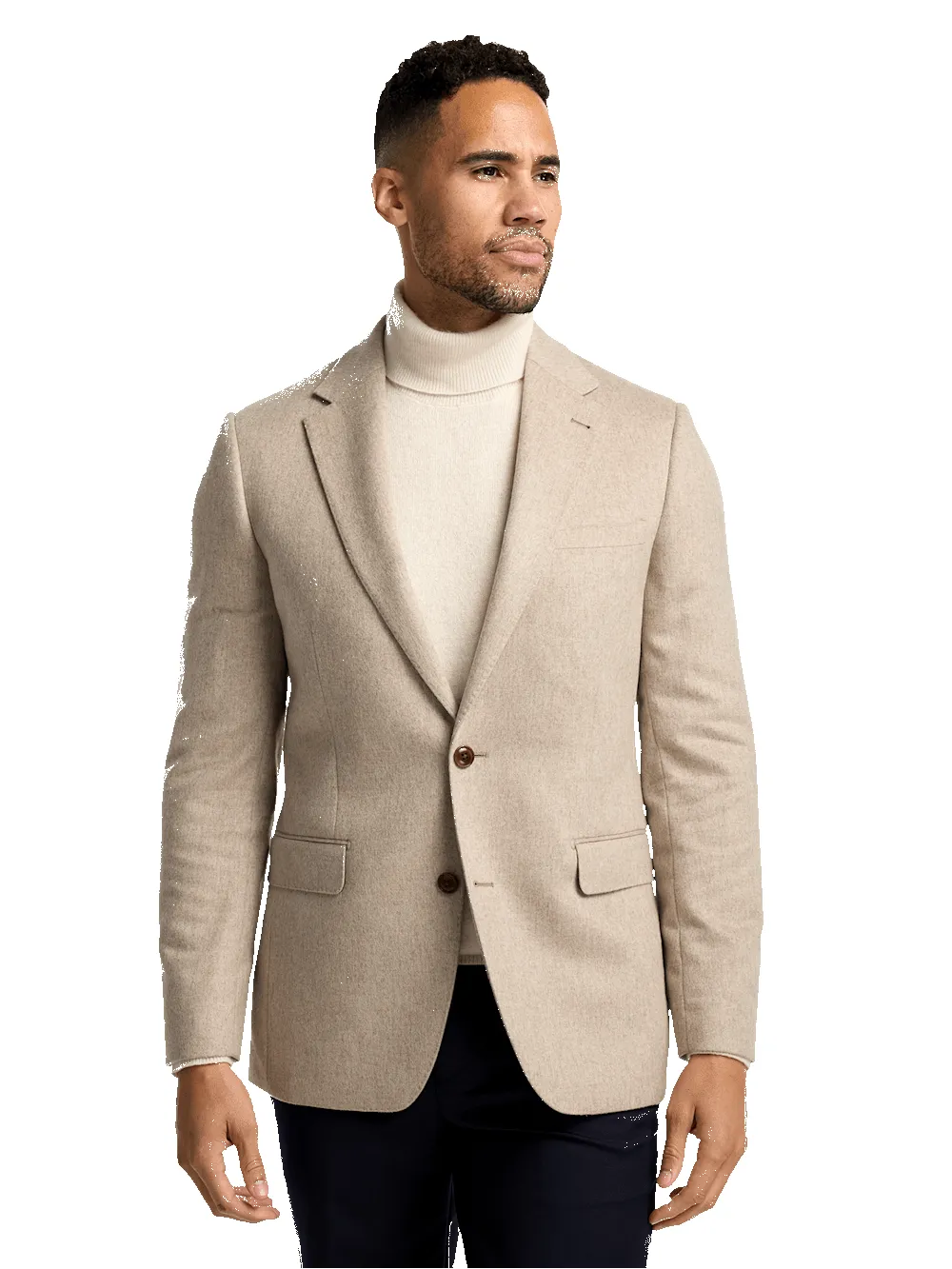 Cashmere Single Breasted Notch Lapel Sport Coat - Oatmeal sold by Paul Fredrick product image thumbnail 3