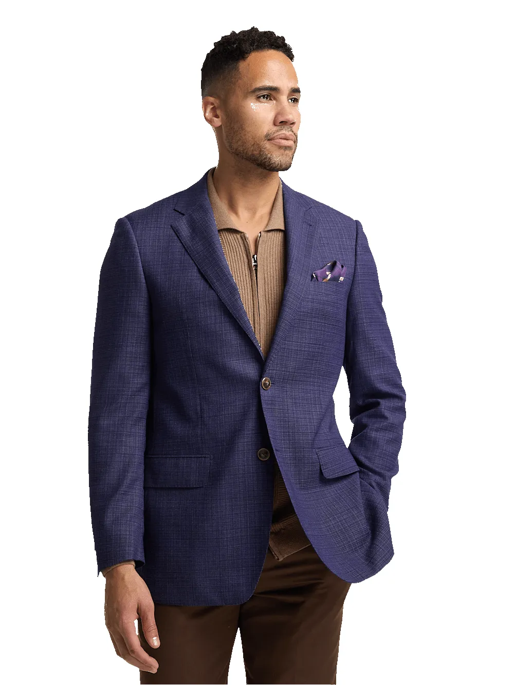 Wool Single Breasted Notch Lapel Sport Coat - Purple sold by Paul Fredrick product image thumbnail 3