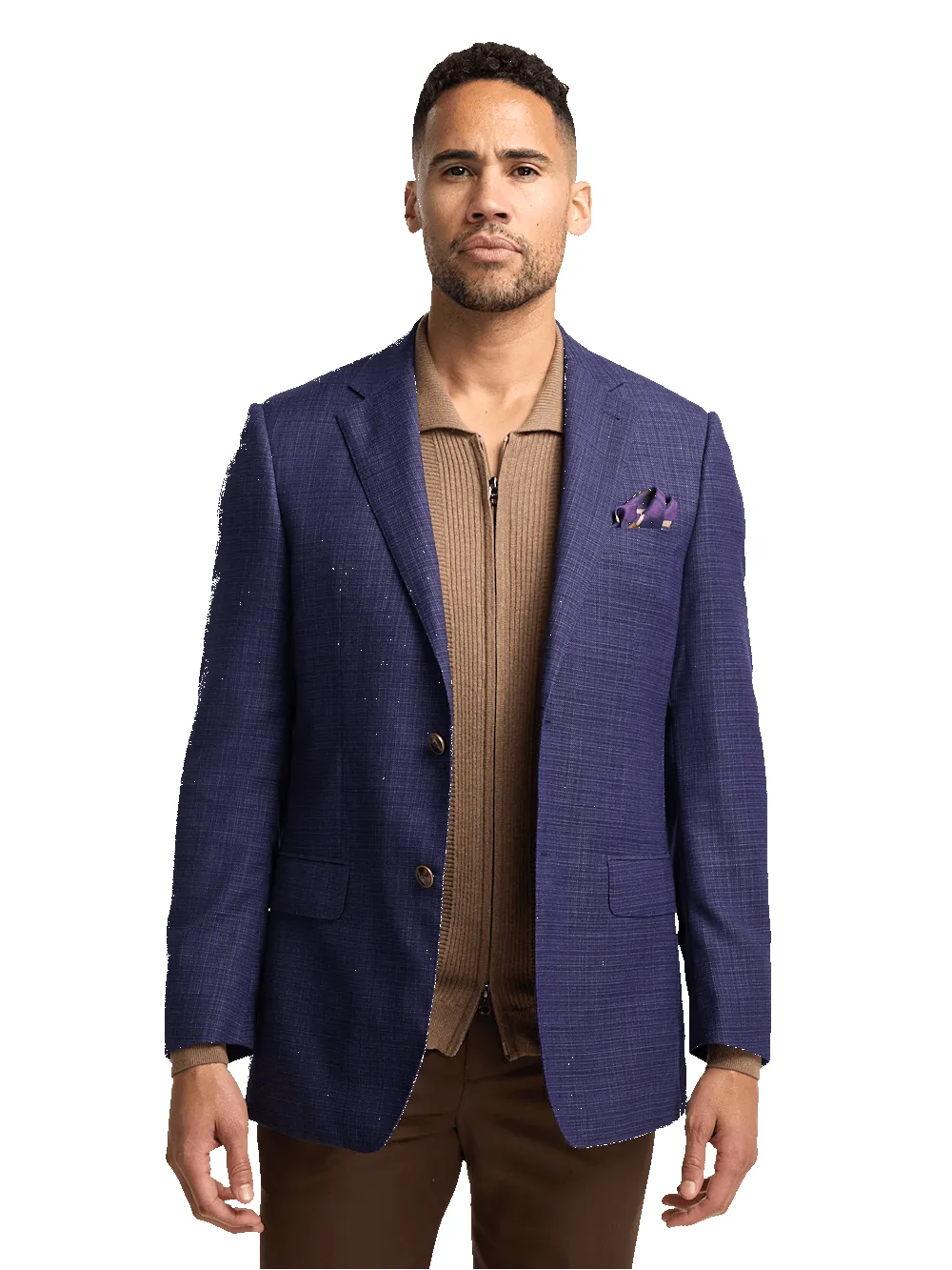 Wool Single Breasted Notch Lapel Sport Coat - Purple sold by Paul Fredrick product image thumbnail 2