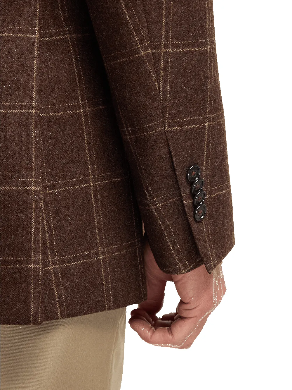 Wool Plaid Single Breasted Notch Lapel Sport Coat - Brown sold by Paul Fredrick product image thumbnail 4