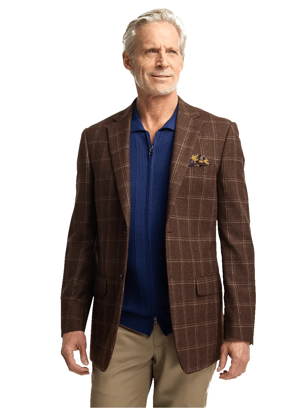 Wool Plaid Single Breasted Notch Lapel Sport Coat - Brown sold by Paul Fredrick product image thumbnail 2