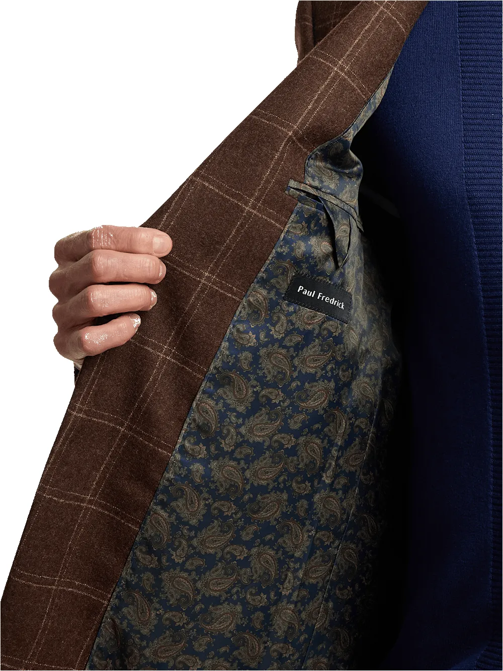 Wool Plaid Single Breasted Notch Lapel Sport Coat - Brown sold by Paul Fredrick product image thumbnail 5