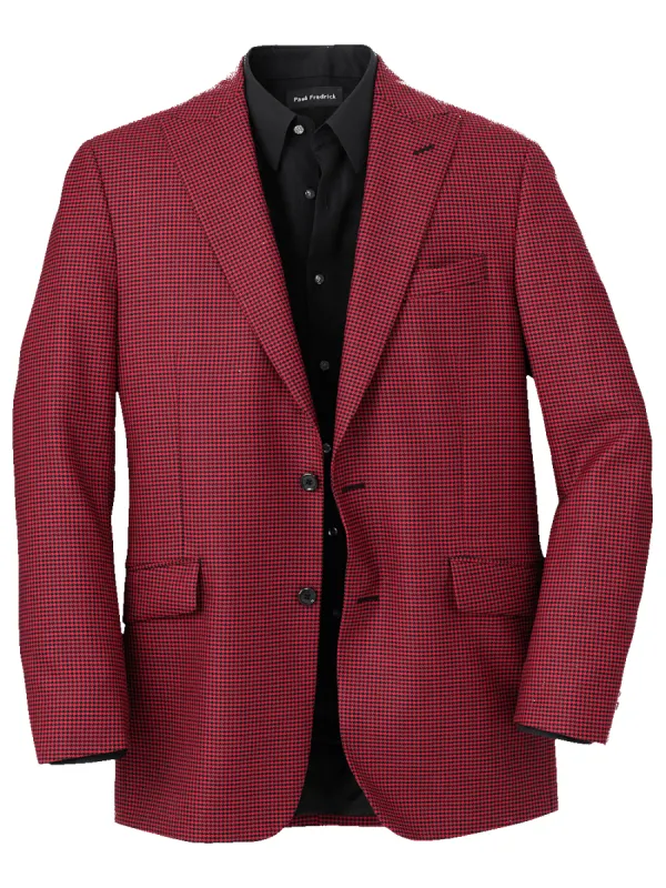 Wool Houndstooth Single Breasted Peak Lapel Sport Coat - Black/red sold by Paul Fredrick