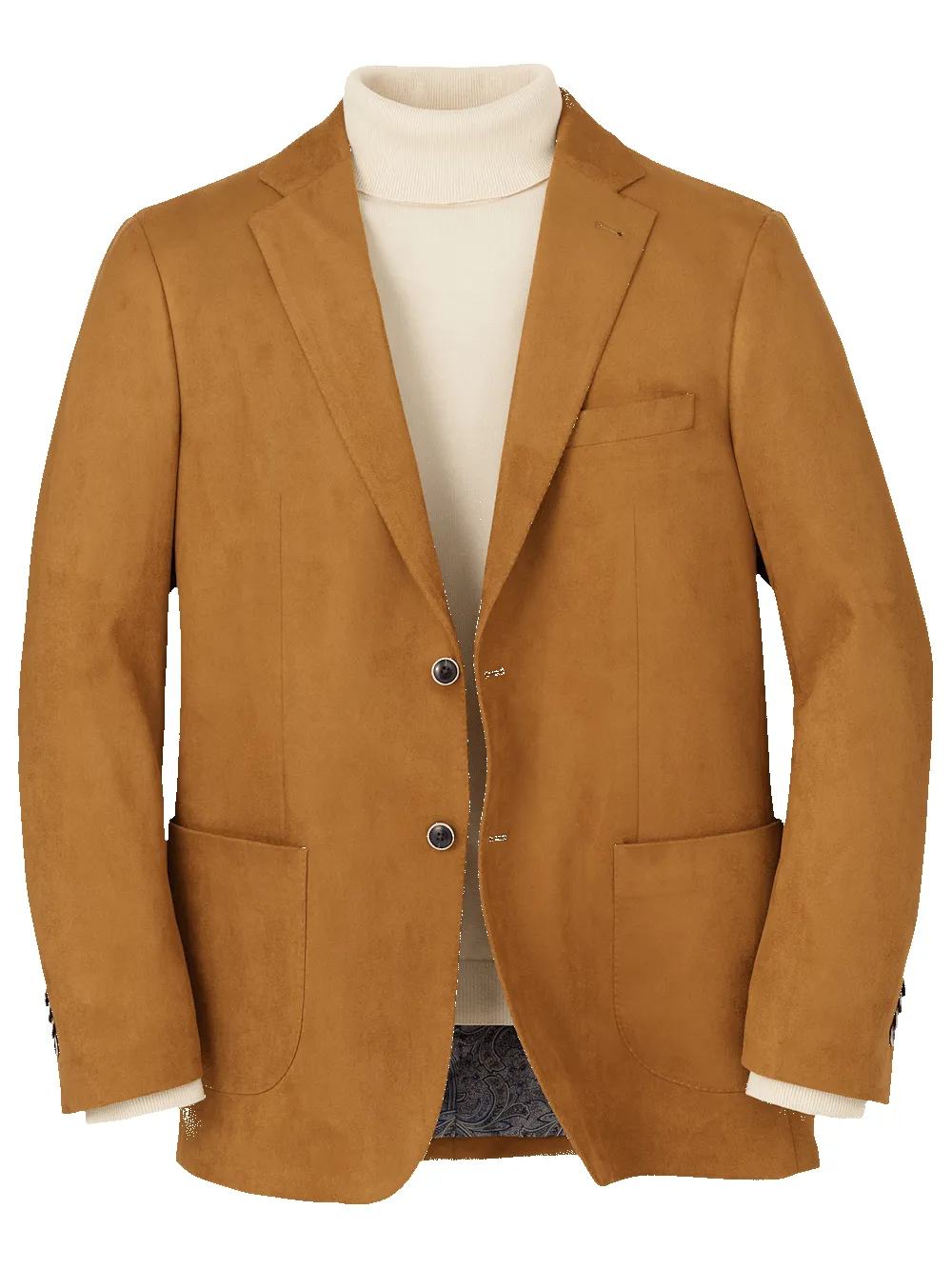 Microsuede Single Breasted Notch Lapel Sport Coat - Coffee sold by Paul Fredrick