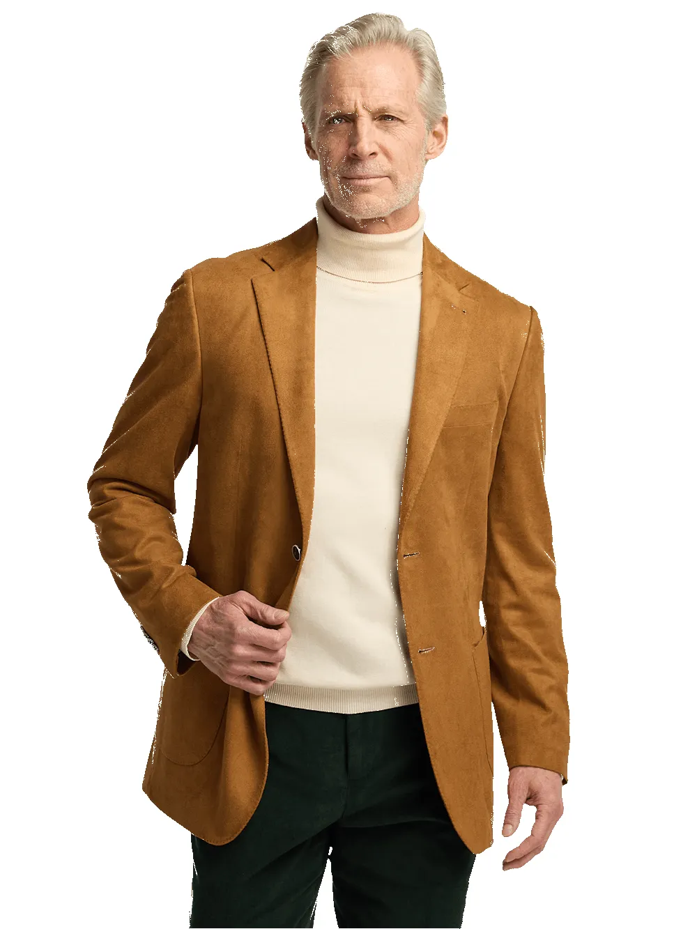 Microsuede Single Breasted Notch Lapel Sport Coat - Coffee sold by Paul Fredrick product image thumbnail 2