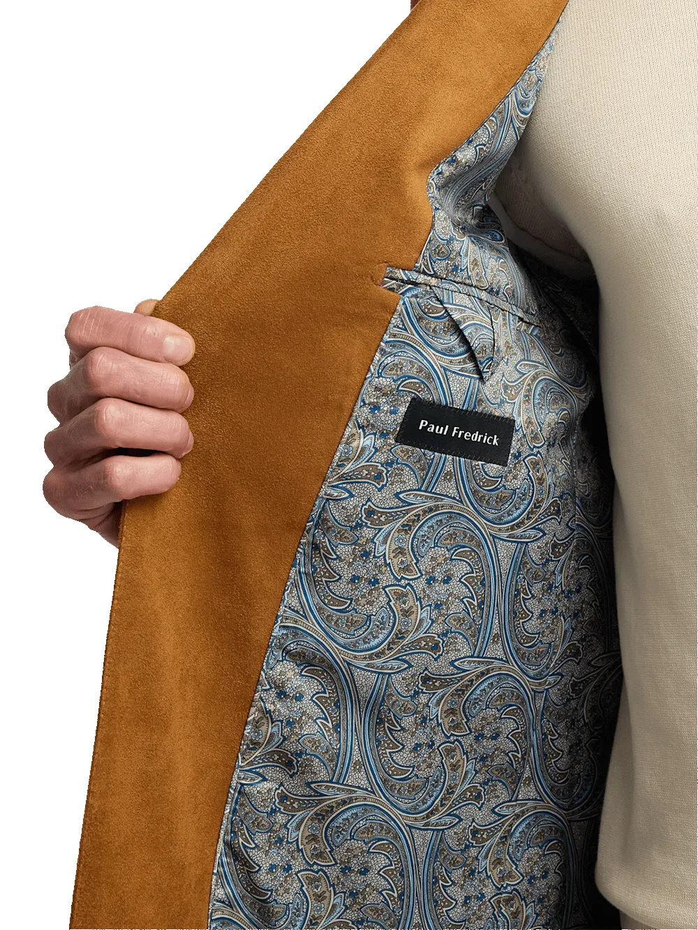 Microsuede Single Breasted Notch Lapel Sport Coat - Coffee sold by Paul Fredrick product image thumbnail 5