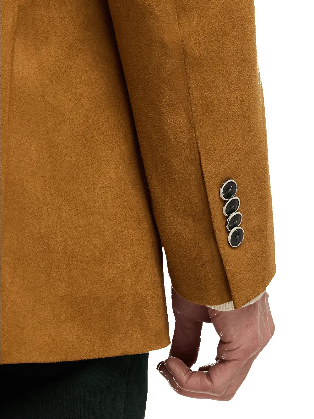 Microsuede Single Breasted Notch Lapel Sport Coat - Coffee sold by Paul Fredrick product image thumbnail 4