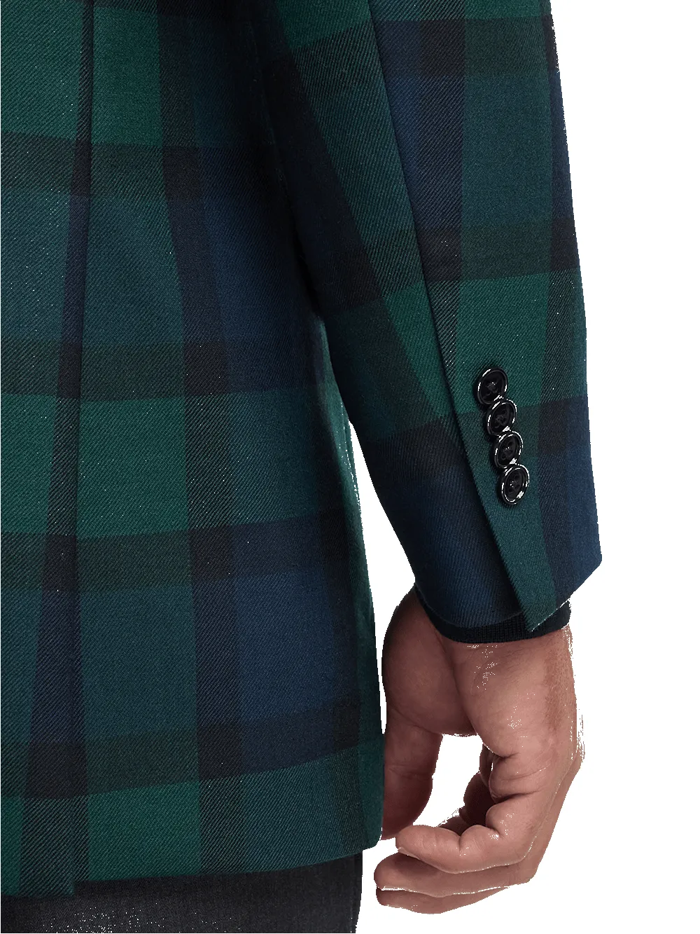 Wool Plaid Single Breasted Notch Lapel Sport Coat - Blue/green sold by Paul Fredrick product image thumbnail 4