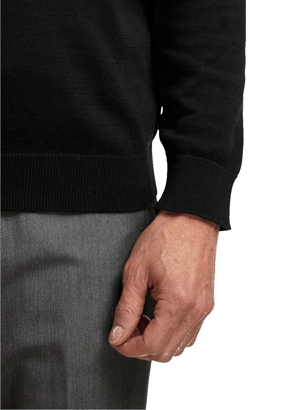 Supima Cotton Four Button Mock Neck Sweater - Black sold by Paul Fredrick product image thumbnail 4