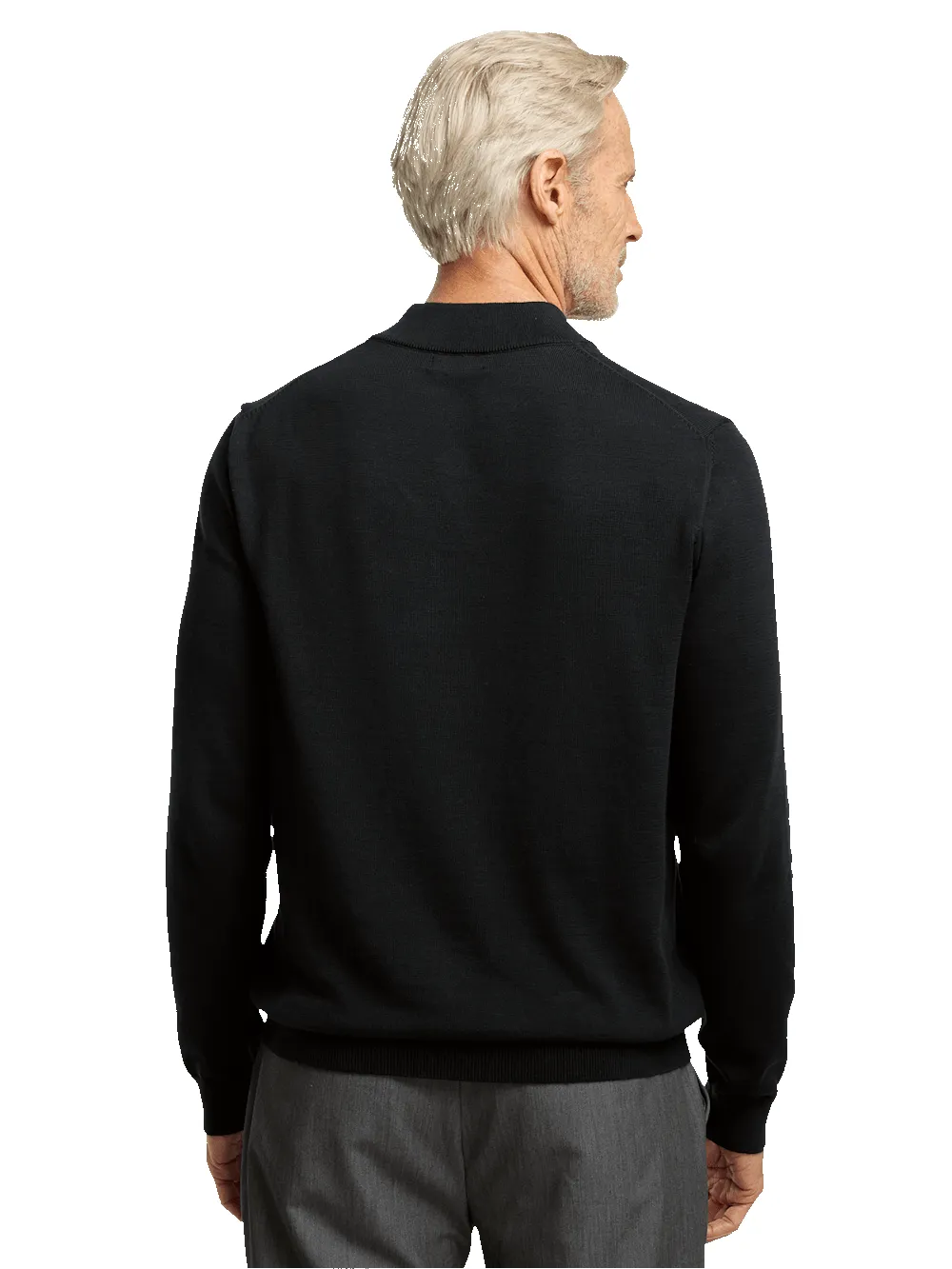 Supima Cotton Four Button Mock Neck Sweater - Black sold by Paul Fredrick product image thumbnail 5
