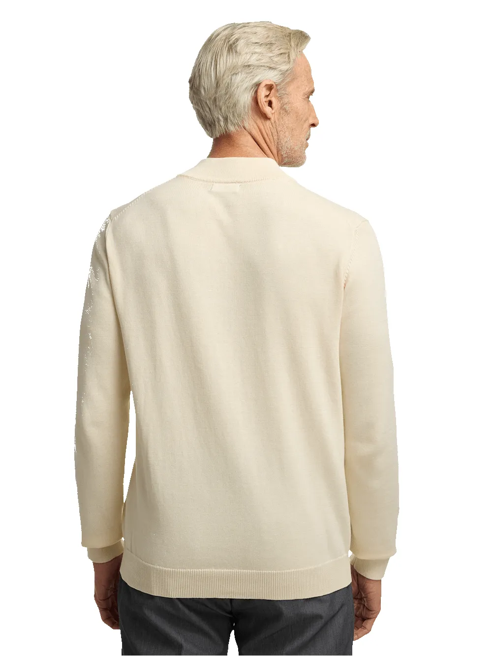 Supima Cotton Four Button Mock Neck Sweater - Ivory sold by Paul Fredrick product image thumbnail 5