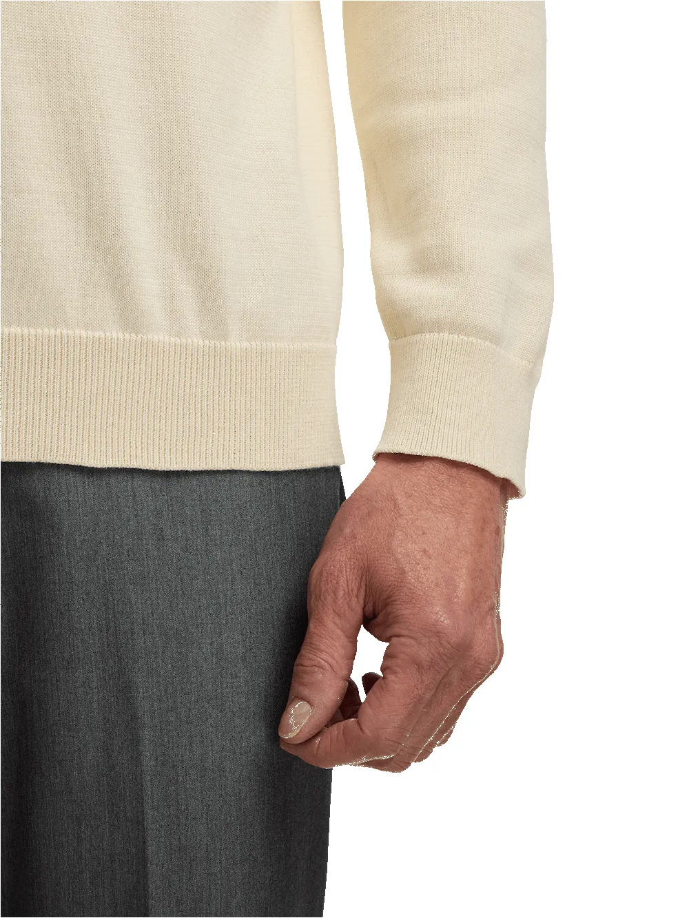 Supima Cotton Four Button Mock Neck Sweater - Ivory sold by Paul Fredrick product image thumbnail 4