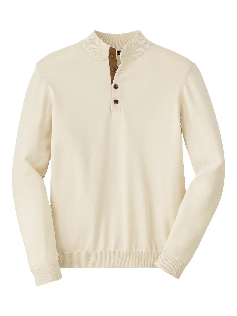 Supima Cotton Four Button Mock Neck Sweater - Ivory sold by Paul Fredrick