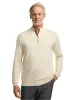 Supima Cotton Four Button Mock Neck Sweater - Ivory sold by Paul Fredrick