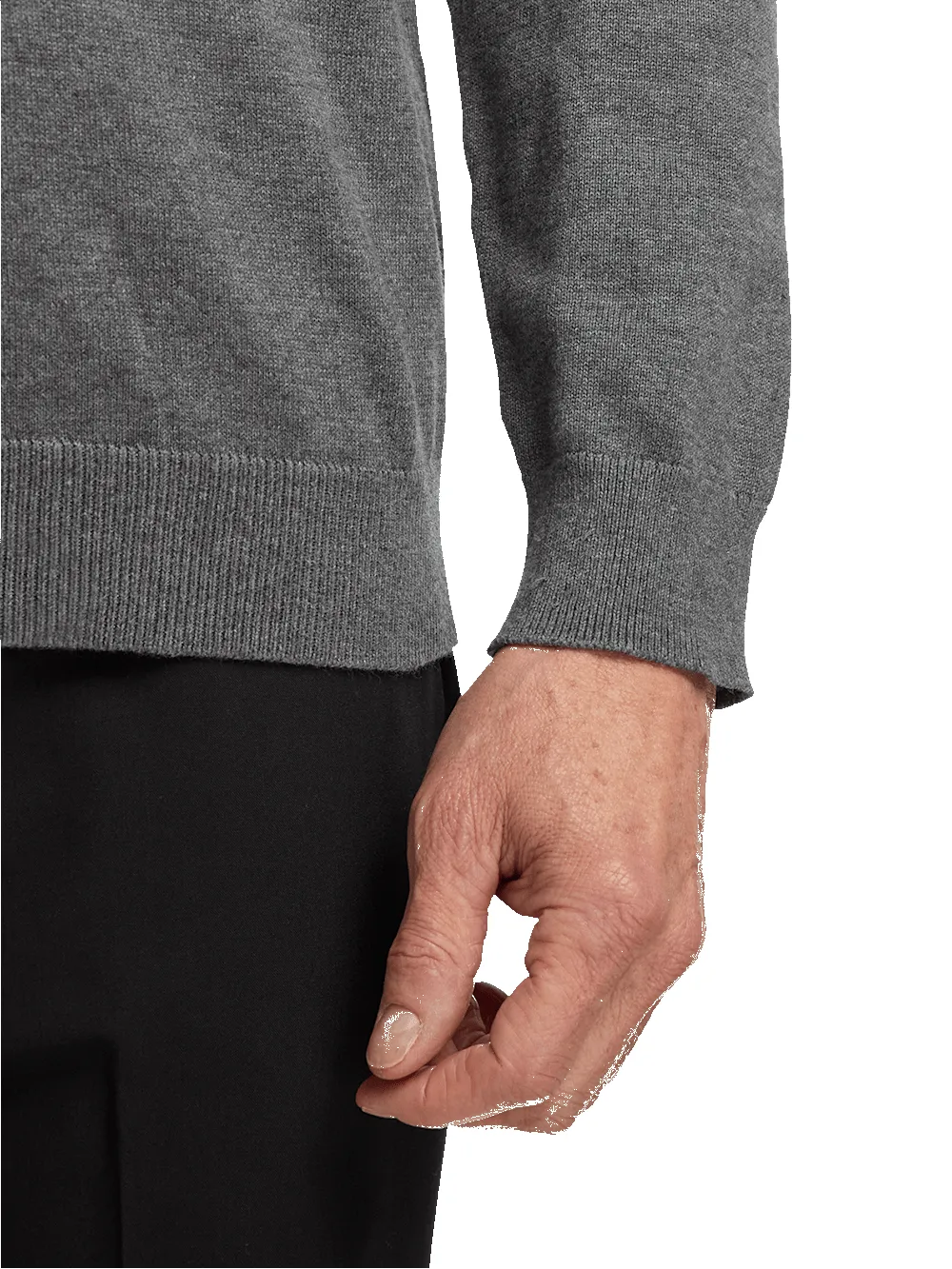 Supima Cotton Four Button Mock Neck Sweater - Medium Grey sold by Paul Fredrick product image thumbnail 4