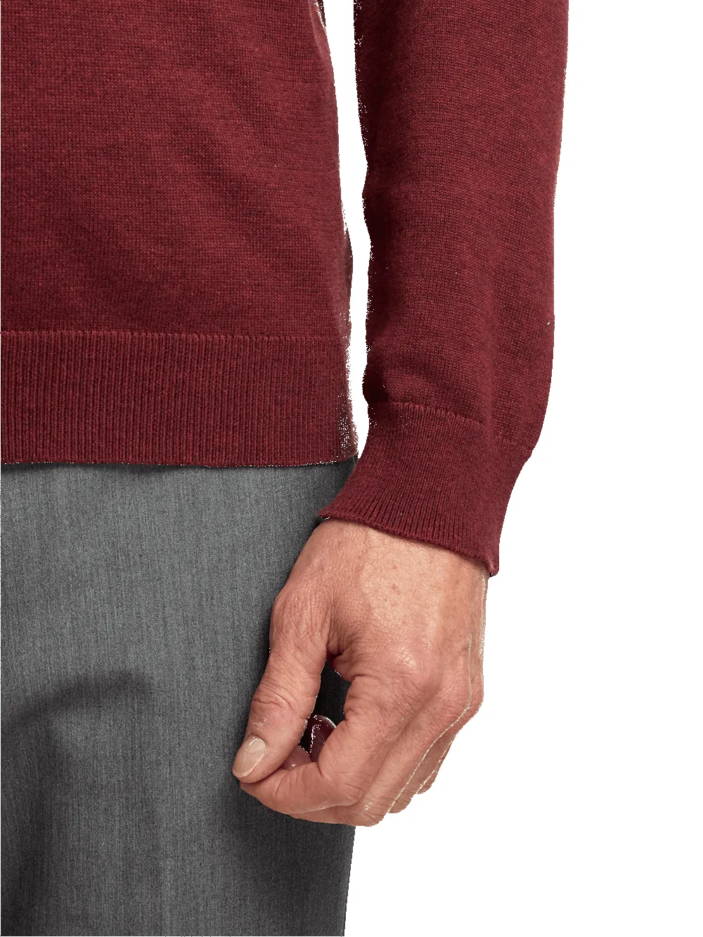 Supima Cotton Four Button Mock Neck Sweater - Burgundy sold by Paul Fredrick product image thumbnail 4