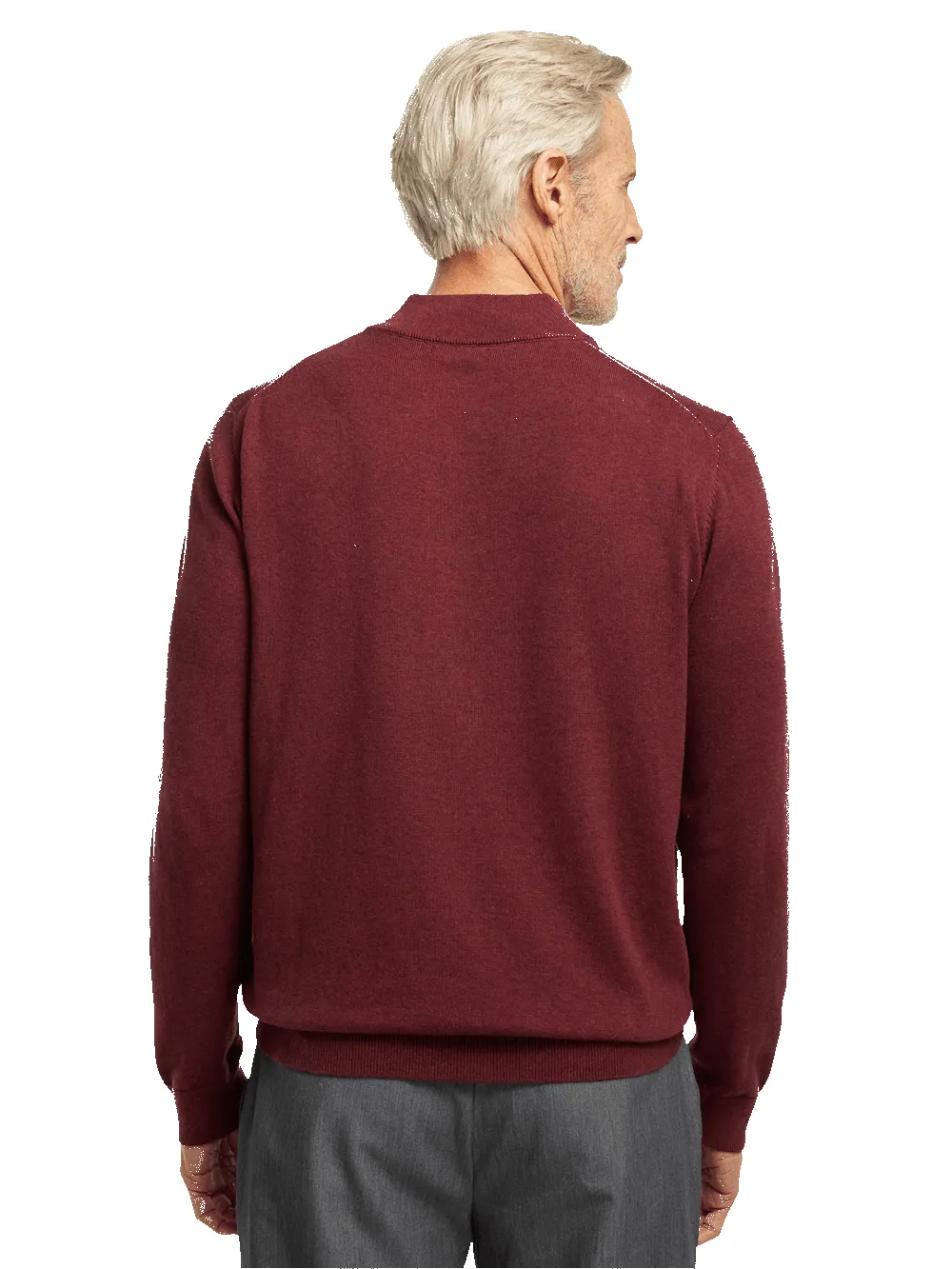 Supima Cotton Four Button Mock Neck Sweater - Burgundy sold by Paul Fredrick product image thumbnail 5