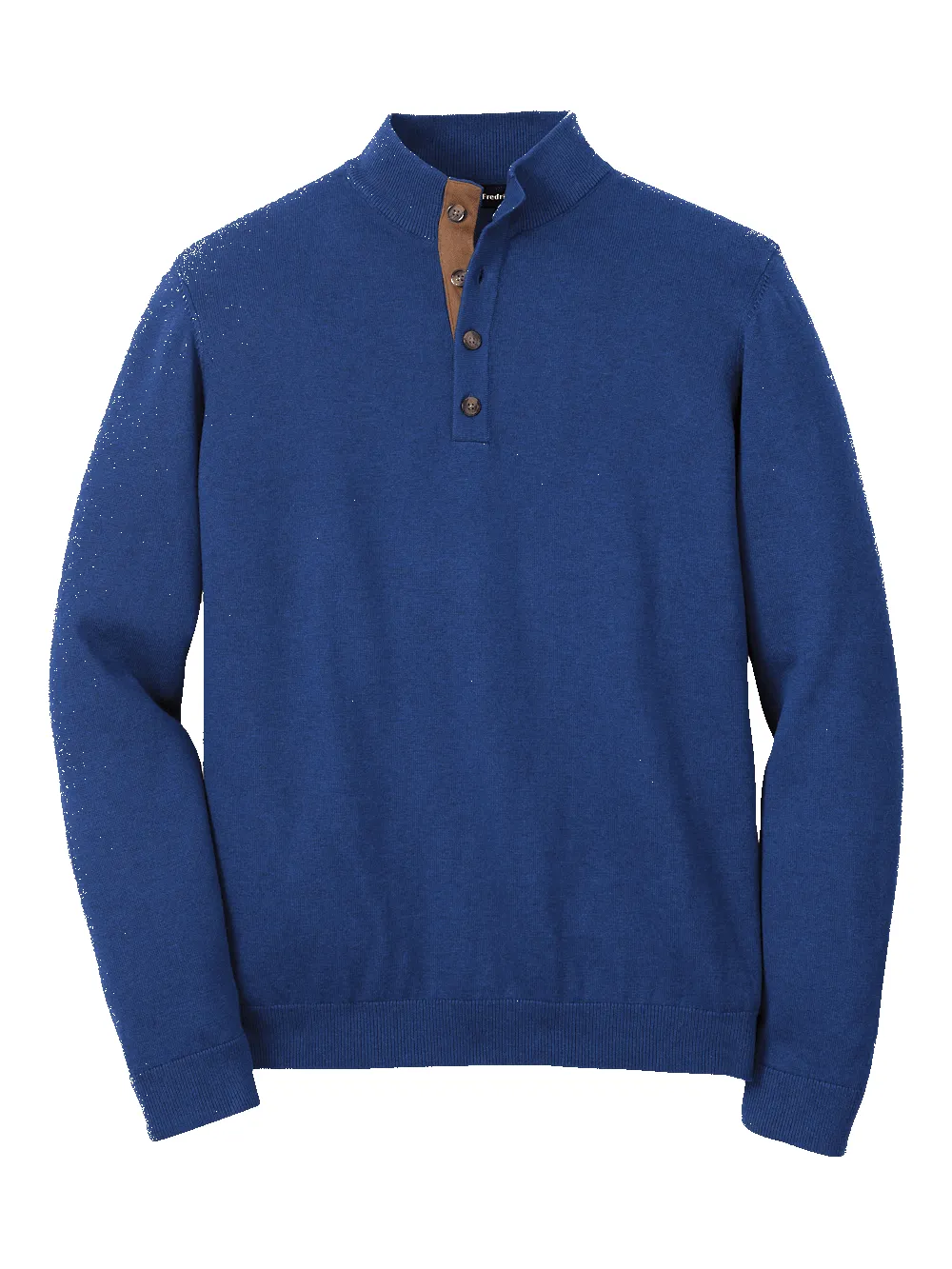 Supima Cotton Four Button Mock Neck Sweater - Dark Blue sold by Paul Fredrick