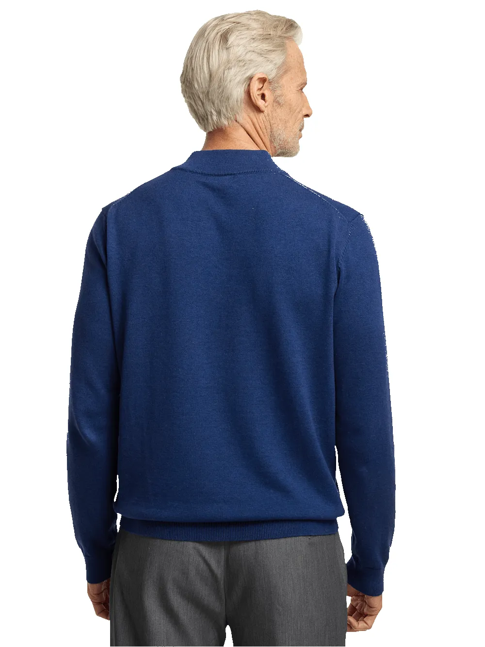 Supima Cotton Four Button Mock Neck Sweater - Dark Blue sold by Paul Fredrick product image thumbnail 5
