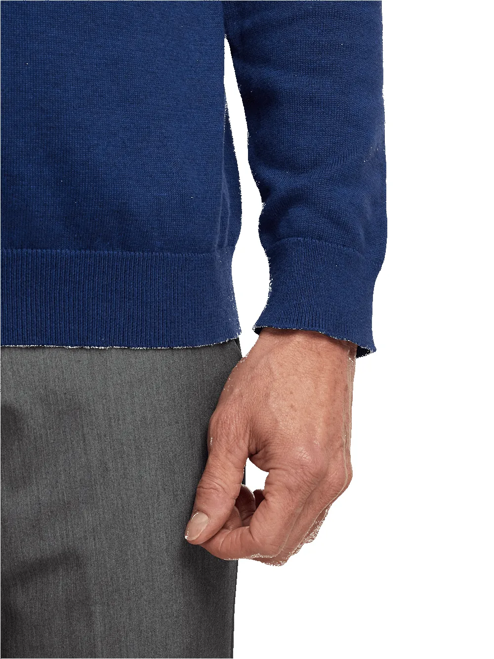 Supima Cotton Four Button Mock Neck Sweater - Dark Blue sold by Paul Fredrick product image thumbnail 4