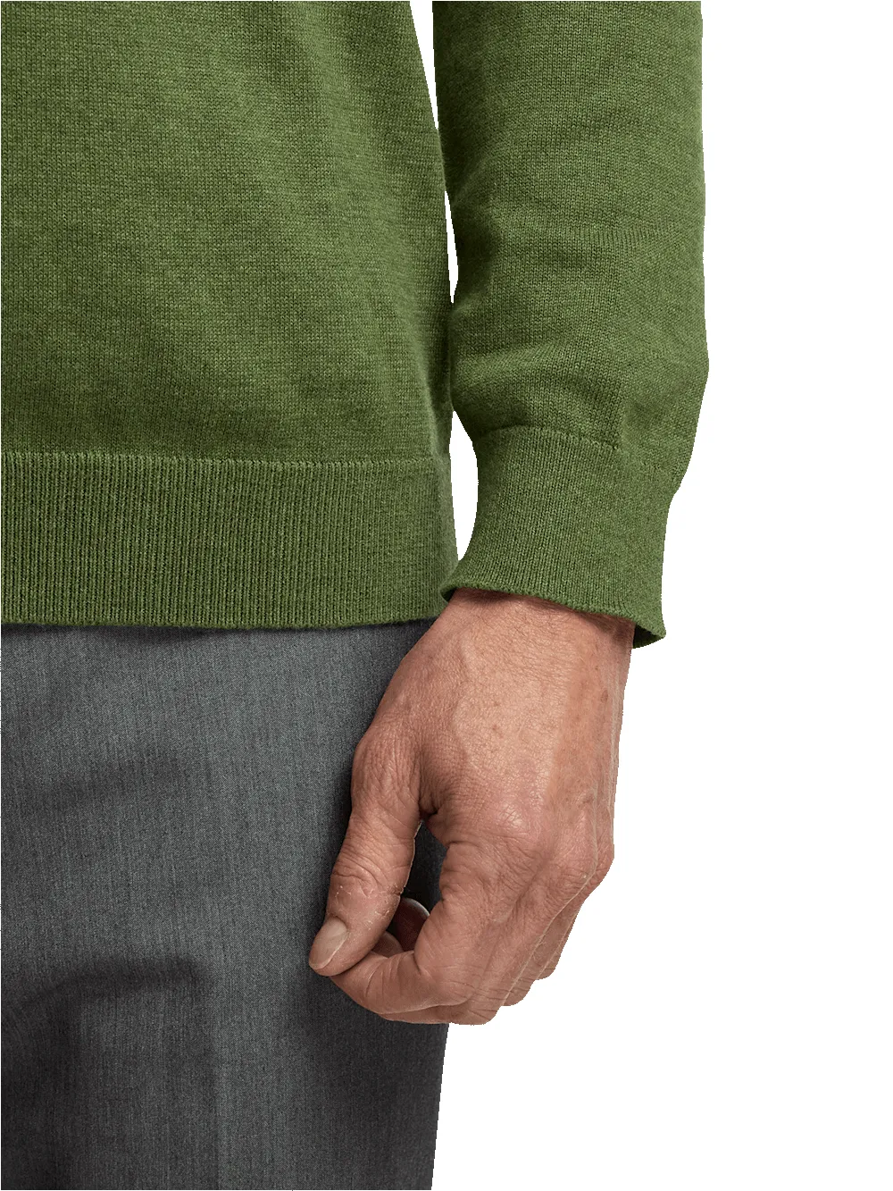 Supima Cotton Four Button Mock Neck Sweater - Olive sold by Paul Fredrick product image thumbnail 4