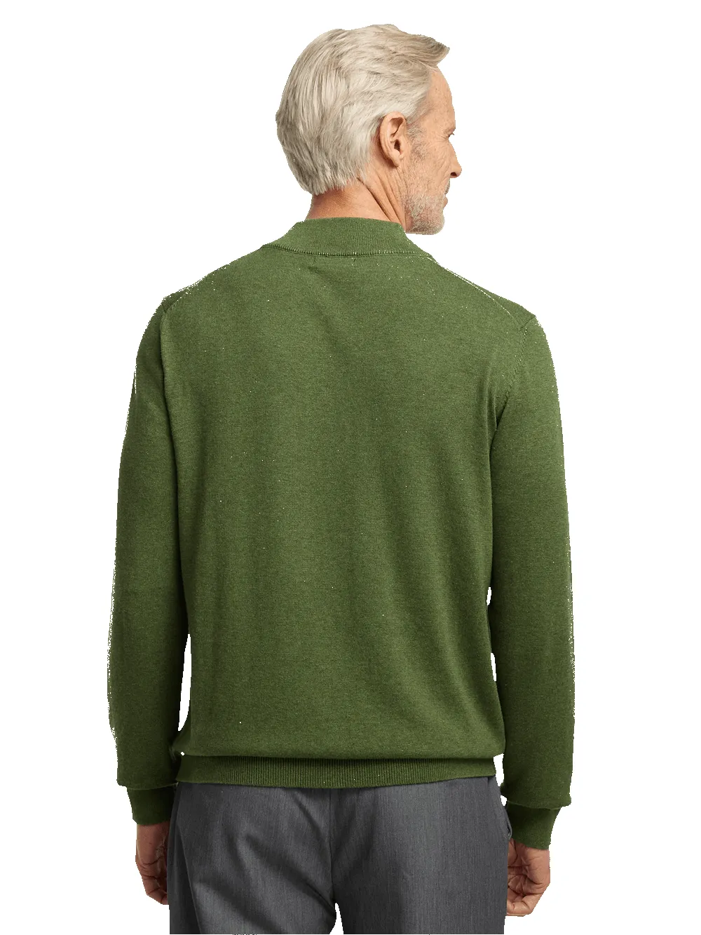 Supima Cotton Four Button Mock Neck Sweater - Olive sold by Paul Fredrick product image thumbnail 5