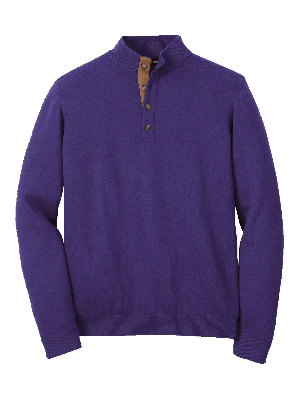 Supima Cotton Four Button Mock Neck Sweater - Plum sold by Paul Fredrick