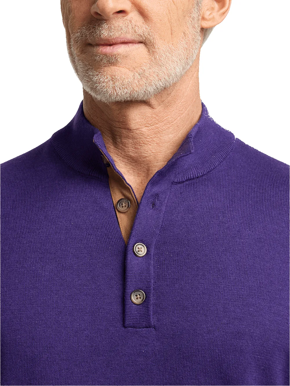 Supima Cotton Four Button Mock Neck Sweater - Plum sold by Paul Fredrick product image thumbnail 3