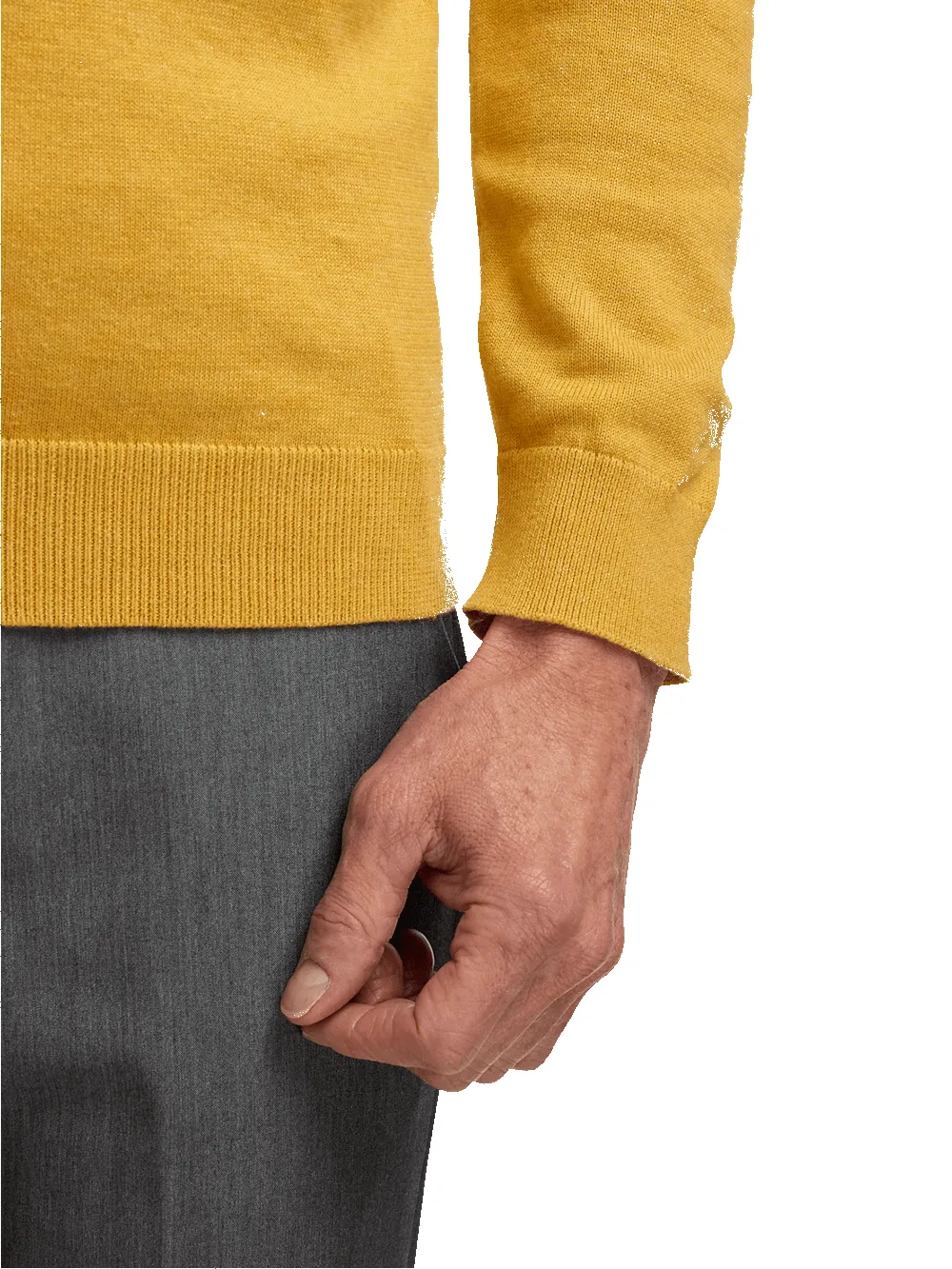 Supima Cotton Four Button Mock Neck Sweater - Mustard sold by Paul Fredrick product image thumbnail 4