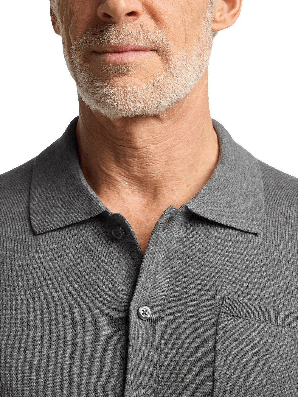 Supima Cotton Button Front Polo - Medium Grey sold by Paul Fredrick product image thumbnail 3