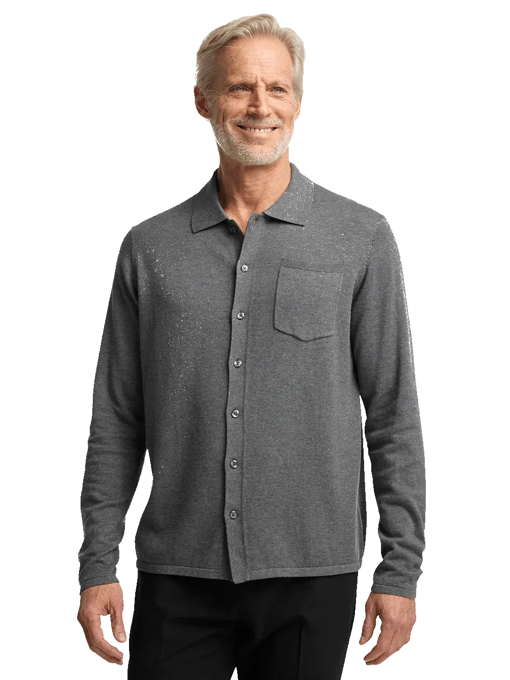 Supima Cotton Button Front Polo - Medium Grey sold by Paul Fredrick product image thumbnail 2