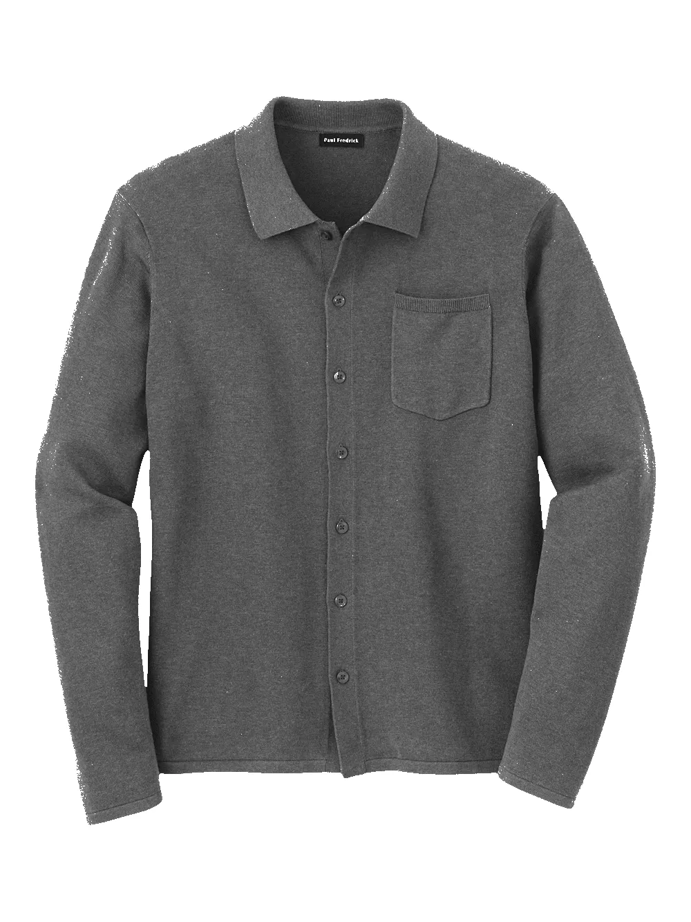 Supima Cotton Button Front Polo - Medium Grey sold by Paul Fredrick