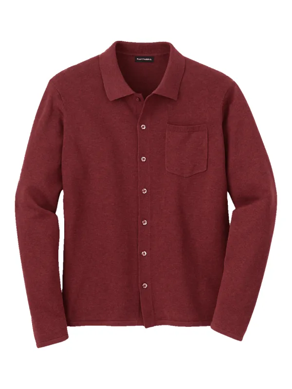 Supima Cotton Button Front Polo - Burgundy sold by Paul Fredrick