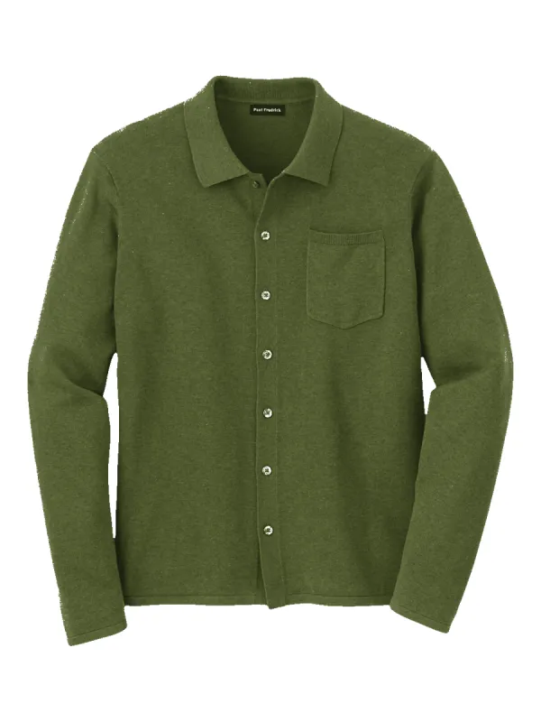 Supima Cotton Button Front Polo - Olive sold by Paul Fredrick
