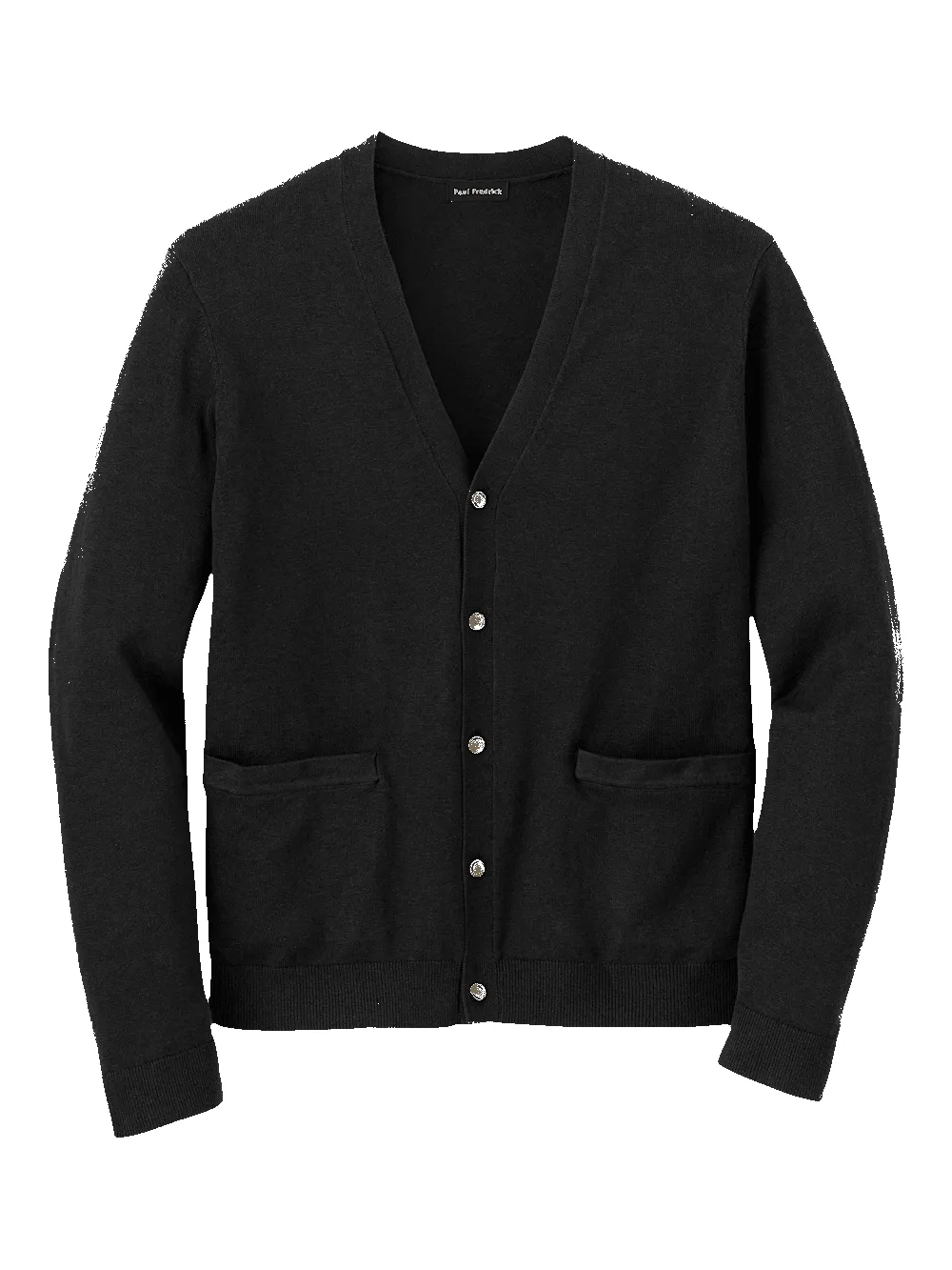 Supima Cotton Button Front Cardigan - Black sold by Paul Fredrick