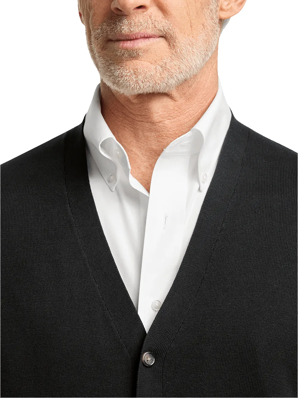 Supima Cotton Button Front Cardigan - Black sold by Paul Fredrick product image thumbnail 3